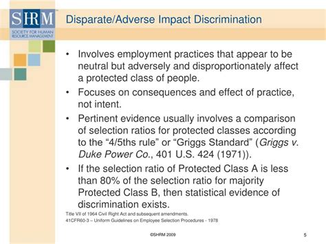 there are several legal tests to show disparate impact except:|disparate impact discrimination cases.